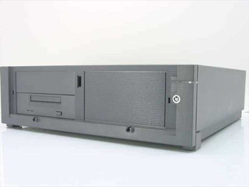 HP C1533A SCSI tape drive desktop enclosure – front left three-quarter view showing drive bay and power button