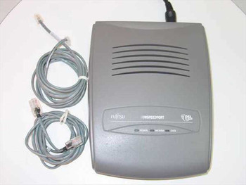 Fujitsu Speedport FC9660RA12 DSL modem top view with two included RJ-11 phone cables