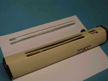 Vista Scientific 7840 Psychrometer housing from right side showing black end caps with two thermometers alongside