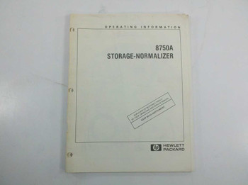 HP 8750A Storage-Normalizer Operating Information Manual front cover — Hewlett-Packard printed manual showing title and HP logo