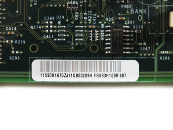 IBM 93H1699 motherboard label closeup showing barcode 11S93H1675ZJ11QB00209H and FRU 93H1699 607