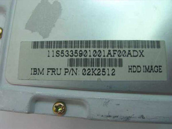 IBM FRU part number label on Quantum Bigfoot drive reading 02K2512 and HDD IMAGE designation