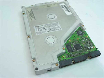 Quantum Bigfoot 8GB 5.25-inch IDE hard drive – angled top view showing PCB controller board and drive body