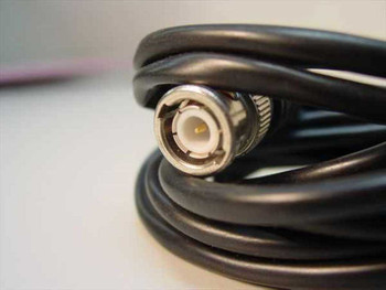 General Cable 3CC 4SH coaxial cable close-up of BNC male connector end