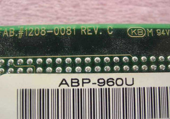 Advanced Systems ABP-960U close-up of PCB edge label showing Fab #1208-0081 Rev C and barcode