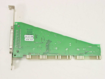 Symbios Logic SYM20401 ISA SCSI card – rear PCB view showing solder side with test labels HTM ICT 4296 and HTM FVT