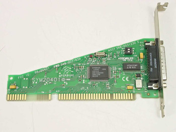 Symbios Logic SYM20401 ISA 16-bit SCSI controller card – front PCB view showing main SCSI controller chip and DB25 bracket connector