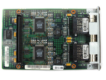 Nortel CL1333001 OC-3 ATM module — top-side PCB view showing dual PMC ATM controller chips and SC fiber port faceplate