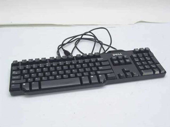 Dell SK-8115 104-key slim USB wired keyboard in black – full top view with cable