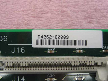 HP D4262-60009 Memory Board – close-up of barcode label showing part number D4262-60009 and connector edge with slot designations J14 and J16