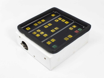 Netstal 110.240.9593 Sycap Operator Panel – three-quarter rear/side view showing cable exit port on enclosure side
