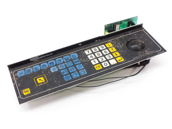 Netstal Sycap Graphtrack front panel 5297290 – angled top view showing membrane keypad with blue function keys, numeric keypad, and trackball