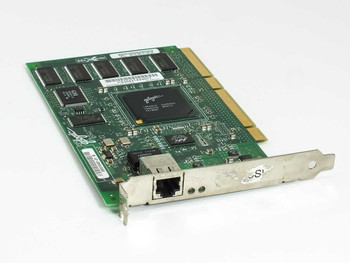 QLogic QLA4010C iSCSI HBA PCI-X card — angled top view showing ISP4010 controller chip and Samsung memory modules