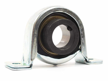 NTN AELRPP206-103W3 ball bearing pillow block – front three-quarter view showing bearing insert and steel housing