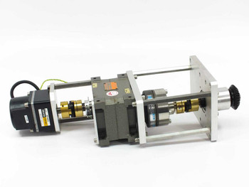 Sankyo Sandex P50 parallel indexing drive assembly with Vexta GF4G50 gear head and torque limiter – right-side 3/4 view