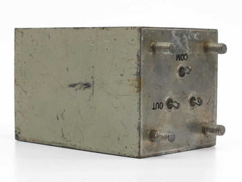 Chesapeake Inst. Corp 4547-4 bandpass filter — side panel with COM and OUT threaded stud terminals