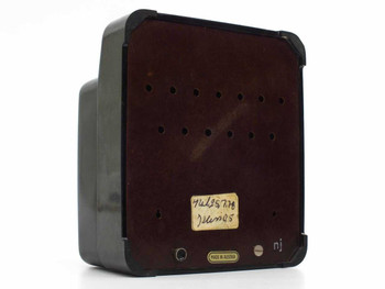 Norma 1459874 analog ammeter rear view showing Bakelite back panel with ventilation holes and Made in Austria stamp