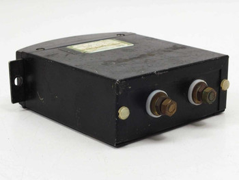 Pasadena Hydraulics Model 371 Shielded Thermocouple Meter – three-quarter front-left view showing black metal enclosure, mounting brackets, and two screw-terminal posts on the right side