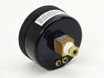 Continental Precision 877 pressure gauge rear view showing brass back-mount fitting and adjustment screws