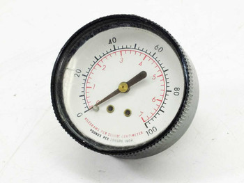 Continental Precision Instruments 877 pressure gauge front face showing dual-scale 0-100 PSI and 0-7 kg/cm² analog dial