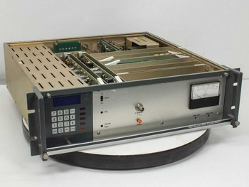Scientific Atlanta 7500-02 Satellite Video Receiver front panel and open chassis — top cover missing, internal cards visible