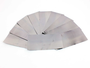 Solopower CIGS solar cells showing stainless steel substrate reverse side fanned out — lot of 10