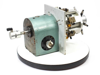 Chanto JG20X5 BD-2AA-008-P01A indexing drive – rear-left isometric view showing teal motor housing, mounting plate, and tooling head