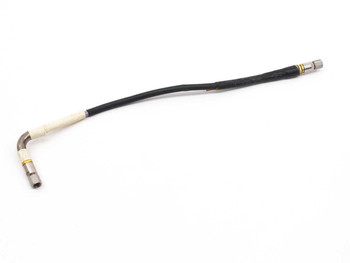 W.L. Gore G2R21R01011.6 RF jumper cable assembly full view showing right-angle SMA connector at left end and straight SMA connector at right end