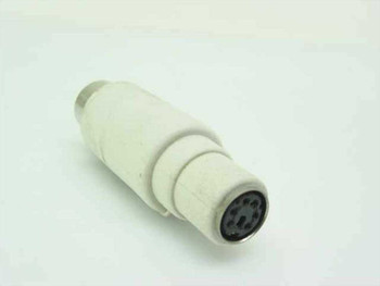 PS/2 Female to AT Male Keyboard Stub Adapter — side view showing Mini-DIN 6 PS/2 female connector end