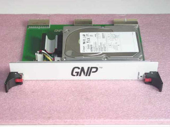 GNP Computers 1-503151C1 PDSi cPCI SCSI-Wide 3.5-inch Drive Media Carrier front panel view with GNP faceplate and red ejector handles