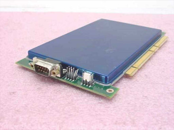 Cavium CN1120-350-NFB Nitrox XL PCI-X security accelerator card — angled front view showing DB-9 connector and blue shielded module