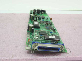 Okidata Microline 393 Parallel Interface Card 4YA4042-1439 — angled top view showing PCB components and Centronics parallel connector