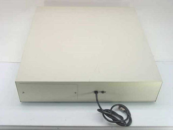 Unbranded locking cash drawer – rear view showing BNC interface cable attached