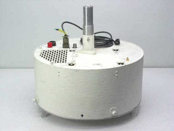 Channel Microwave AU323-5 custom round antenna enclosure – rear-right view showing ventilation grille, switch control panel connectors, and top antenna post