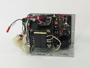 Power-One HC15-3-A – top/rear view showing open-frame PCB, transformer, control board, trimmer potentiometer, and multi-wire harness
