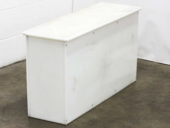 Bradley Corp Lenox plastic locker bench – rear and side view showing smooth white molded panel construction