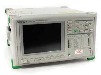Anritsu MP1570A SONET SDH PDH ATM Analyzer front panel view showing color LCD display and alarm indicator panel — unit off