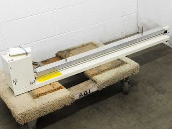 AIE AIE-1000T extra long heat sealer — full left-side view showing entire sealing arm length and white frame