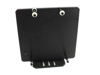 JA Noll 31094 NCM-10 10-inch optical mirror mount front view showing large black anodized aluminum plate with two adjustment knobs at top and lower positioning bracket