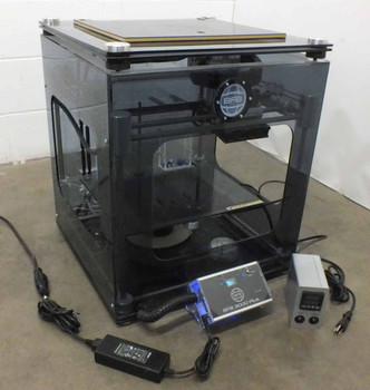 3D Systems BFB 3000 Plus 3D printer full front view with BFB controller unit, power supply, and temperature controller laid out in front