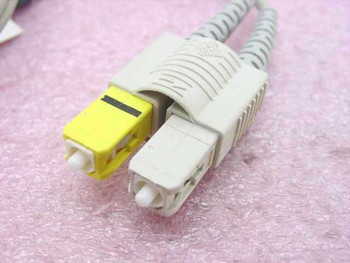Sun 537-1004-01 fiber optic cable — close-up of SC duplex connector end showing yellow and white SC connector housings