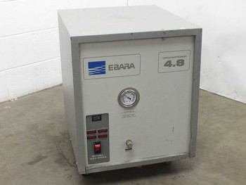 Ebara CryoCompressor 4.8 323-0084 front panel view showing EBARA logo, pressure gauge, indicator lights, and power switch