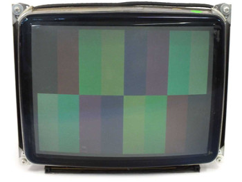 Lucius & Baer CC15V-NET 15-inch industrial CRT monitor front view displaying color bar test pattern
