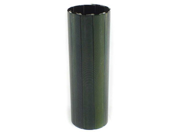 Solopower SP1 CIGS 60-cell solar string rolled into a cylinder showing full roll form factor and stainless steel backing