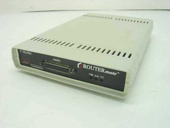 Cray Communications 4800 Series ROUTERmate T1 CSU/DSU front panel showing ROUTERmate logo, Console DB-25 port, and PWR ALM TST LED indicators