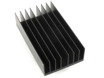 Black anodized aluminum heatsink for Watlow SSR-240-40G-DC1 — rear view showing fin array, 5.5 x 3.125 x 1.5 inch profile