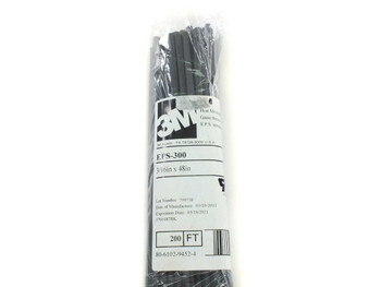 3M EPS-300 heat shrink tubing bag label showing 3/16in x 48in, 200ft, lot and date codes