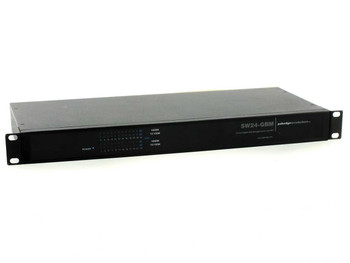 Pakedge SW24-GBM 24-Port Gigabit Managed Switch — front panel view showing blue LED indicators and 1U rackmount form factor