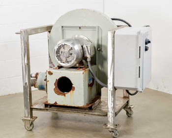 Air Blast Inc 27-18-3 industrial centrifugal blower dryer on stainless rolling cart with control enclosure, front-right view