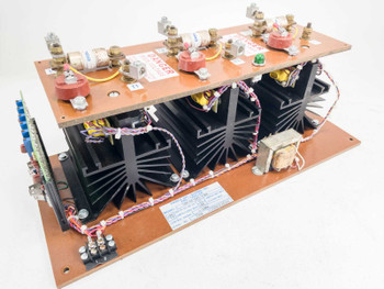 Enirex Glenro Pro-Troller 50P-GP-095-3/MA – right-side three-quarter view showing three finned heat sinks, wiring harness, Glenro rating label on side, top terminal lugs and indicator light